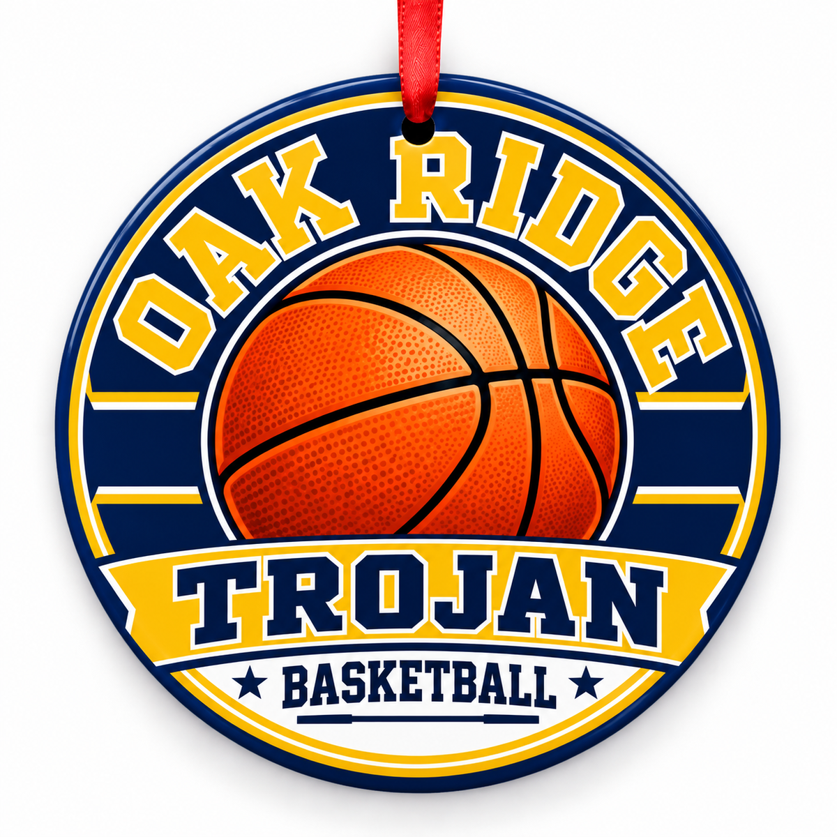 Oak Ridge High School Trojan basketball Christmas ornament