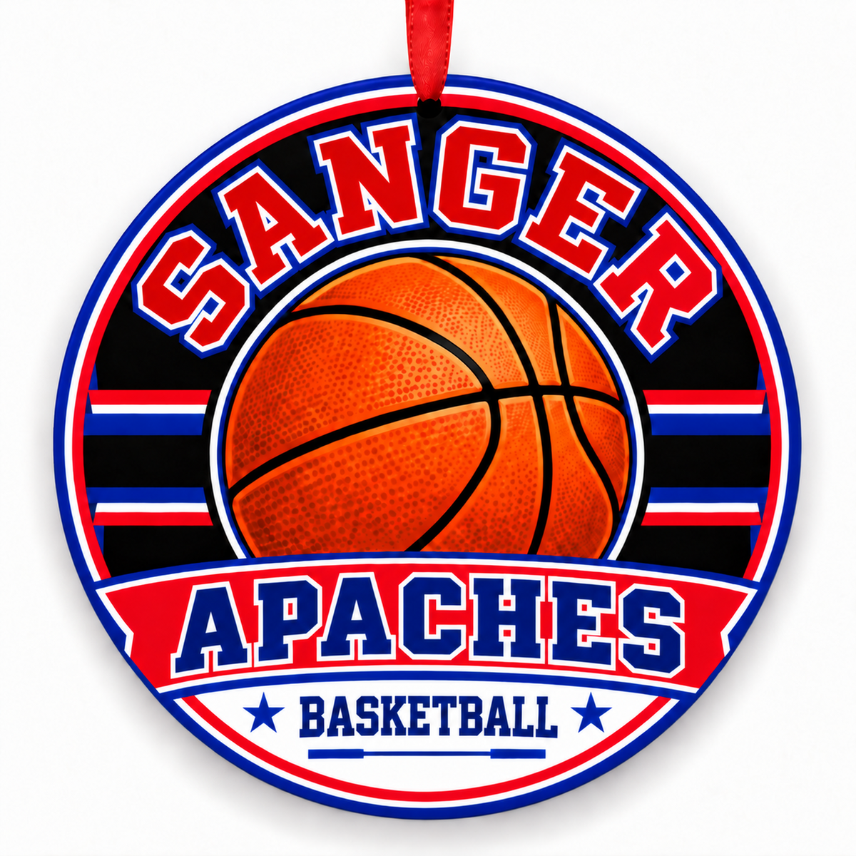 Sanger High School Apaches basketball Christmas ornament