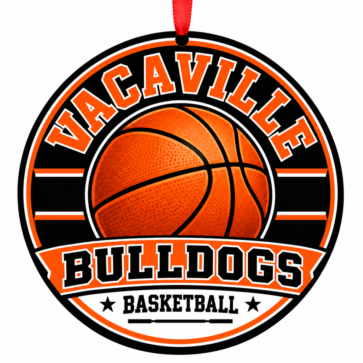 Vacaville High Bulldogs basketball Christmas ornament