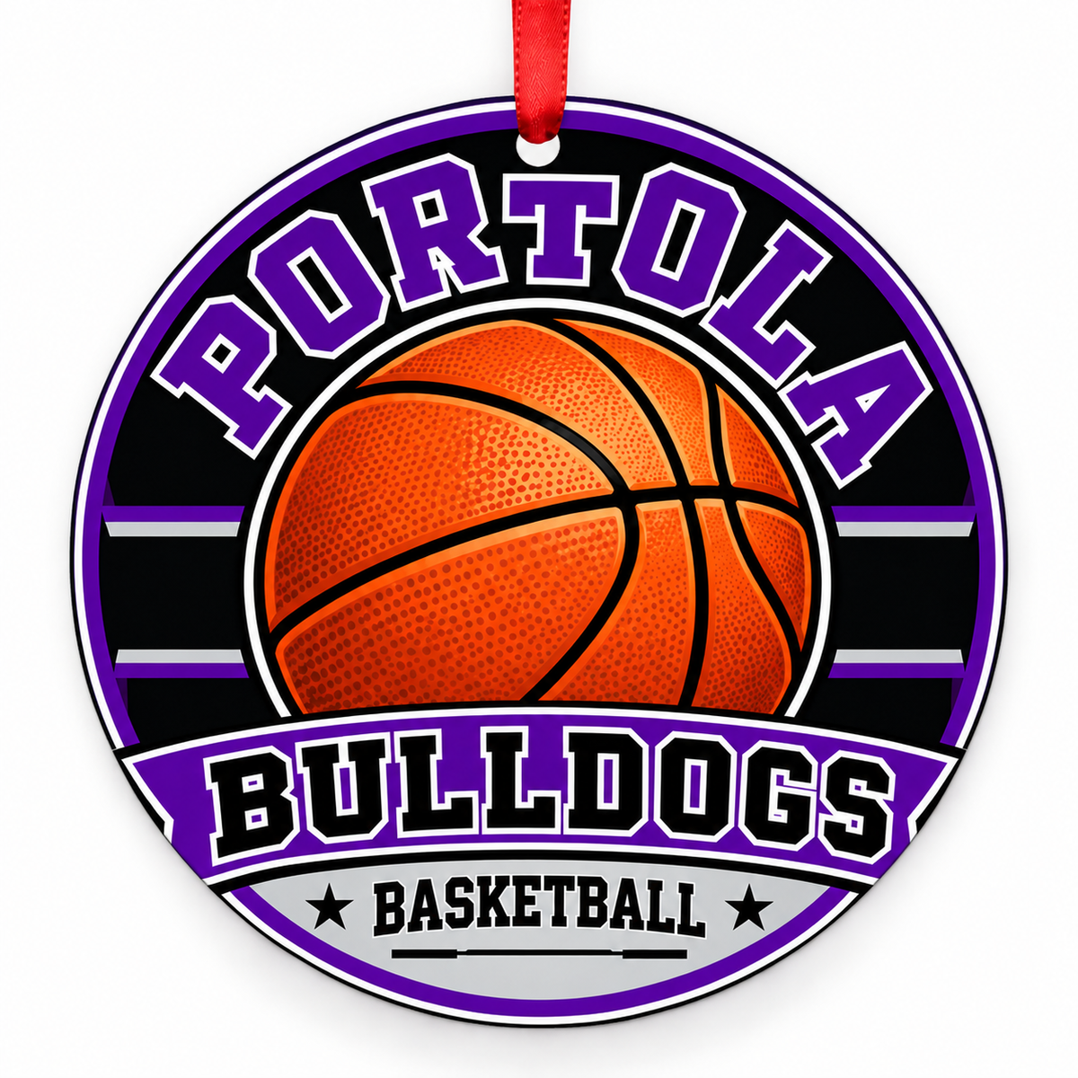 Portola High Bulldogs basketball Christmas ornament