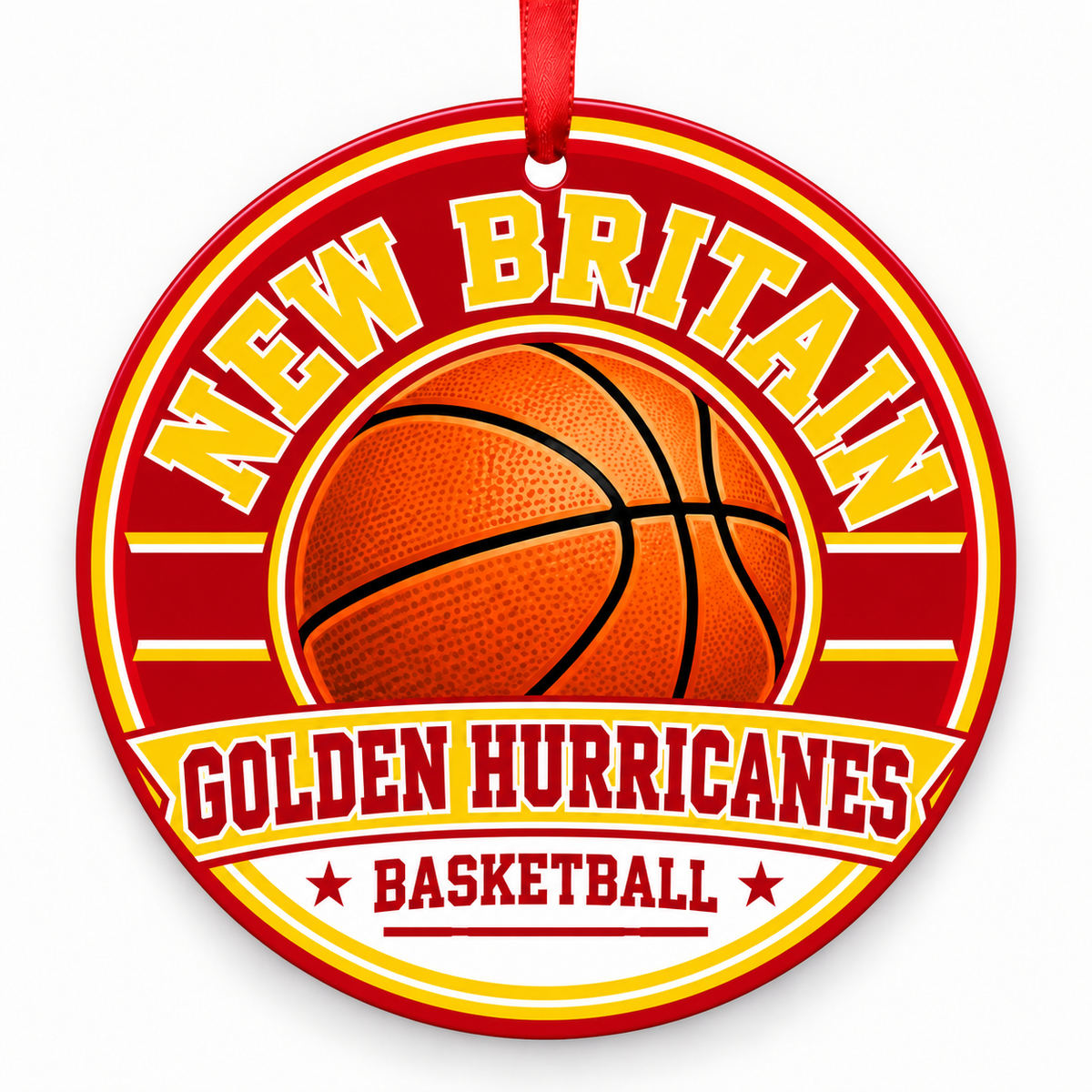New Britain High School Golden Hurricanes basketball Christmas ornament