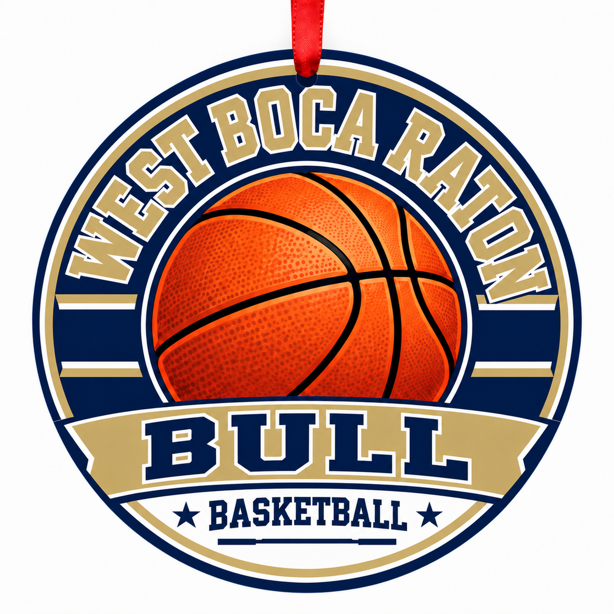 West Boca Raton High School Bull Basketball Christmas Ornament
