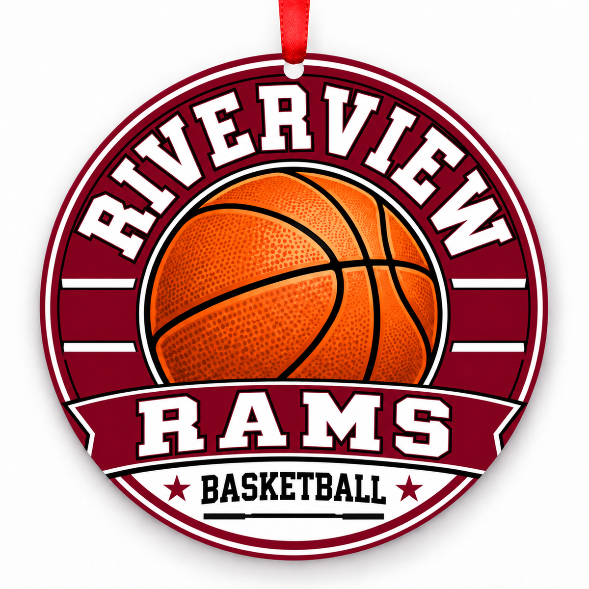 Riverview High School Rams basketball ornament