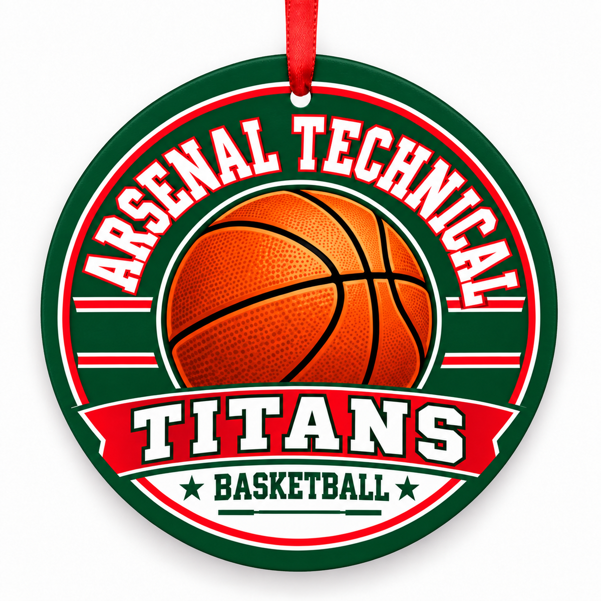 Arsenal Technical High School Titans basketball Christmas ornament