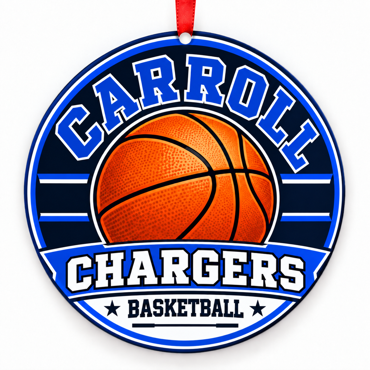 Carroll High School Chargers basketball Christmas ornament
