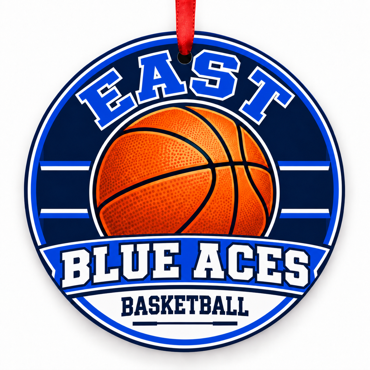 East High Blue Aces basketball Christmas ornament