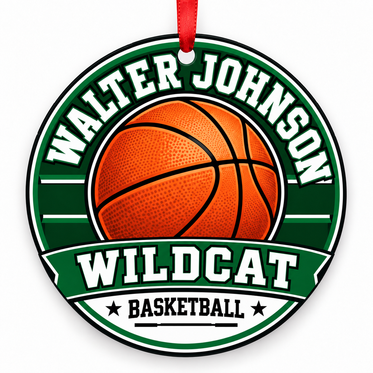 Walter Johnson High Wildcat Basketball Christmas Ornament