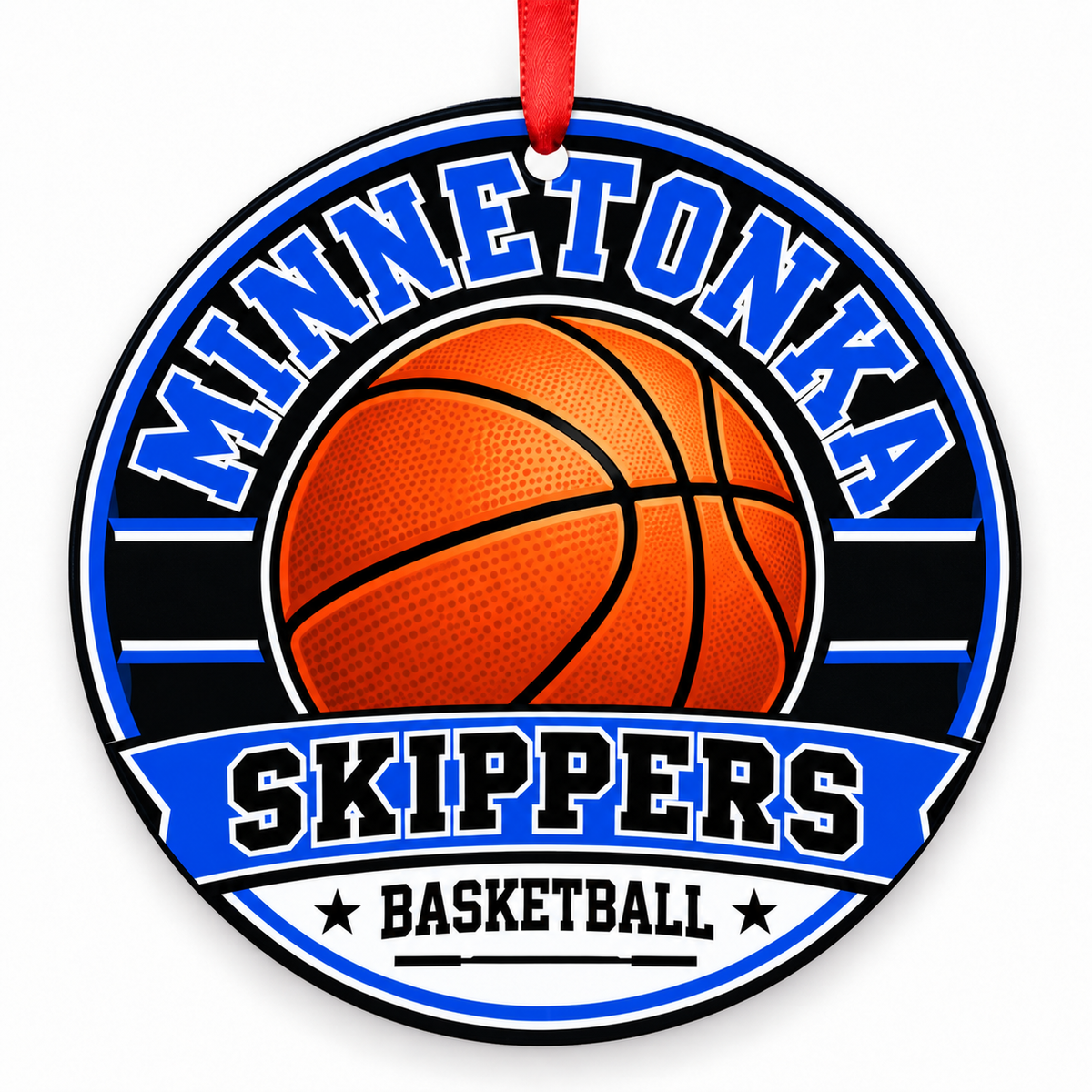 Minnetonka Senior High Skippers Basketball Christmas Ornament