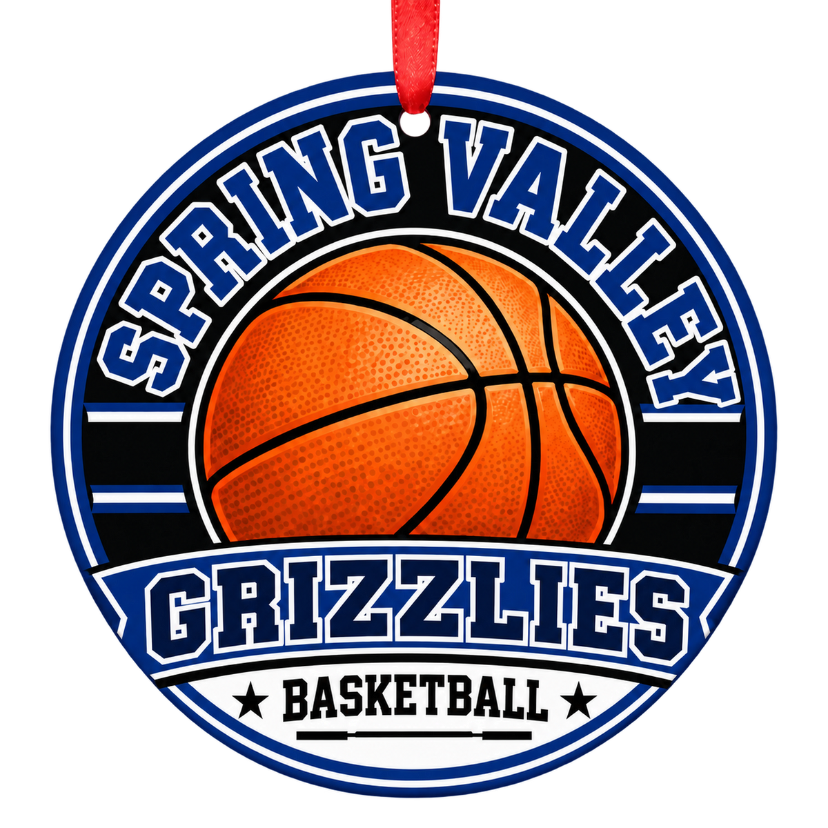 Spring Valley High School Grizzlies basketball Christmas ornament