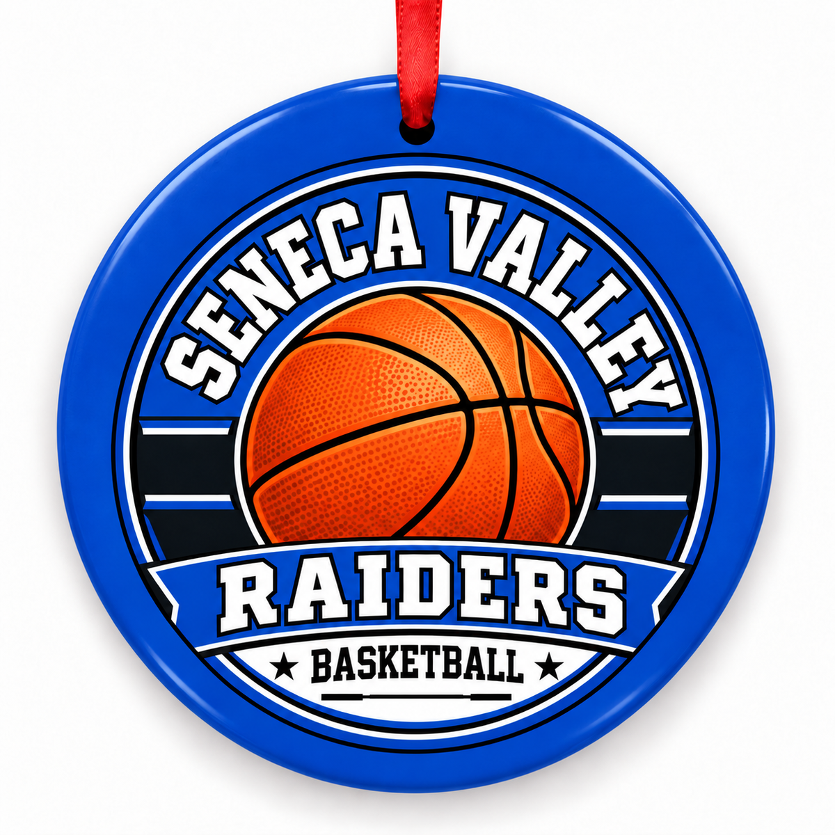 Seneca Valley HS Raiders basketball Christmas ornament