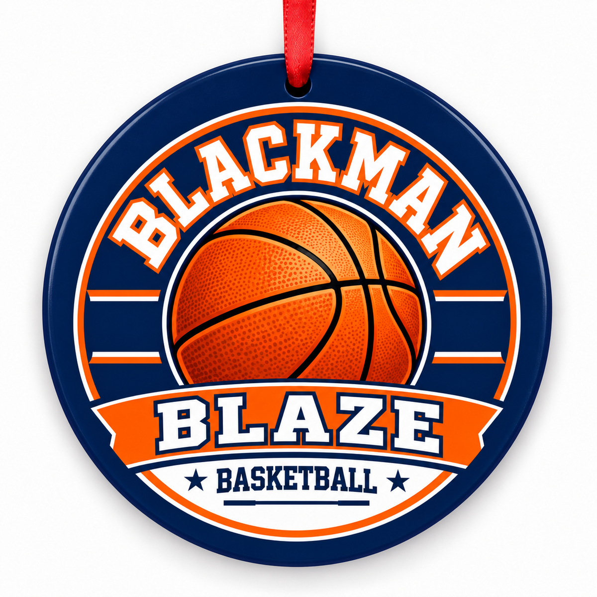 Blackman High School basketball Christmas ornament mockup