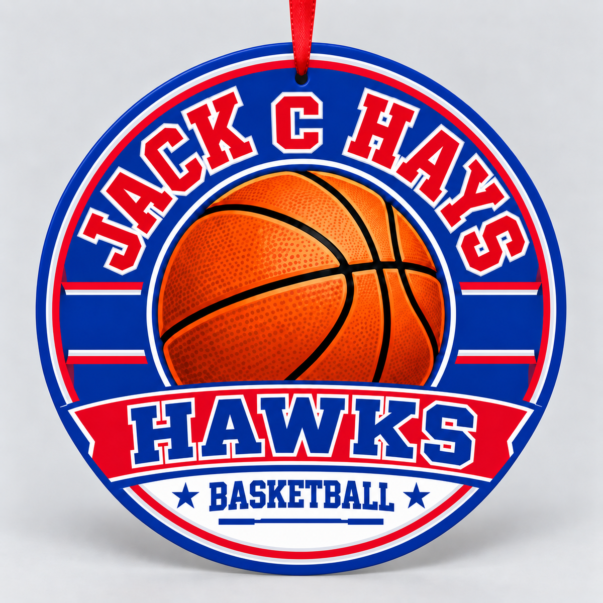 JACK C HAYS H S basketball Christmas ornament mockup