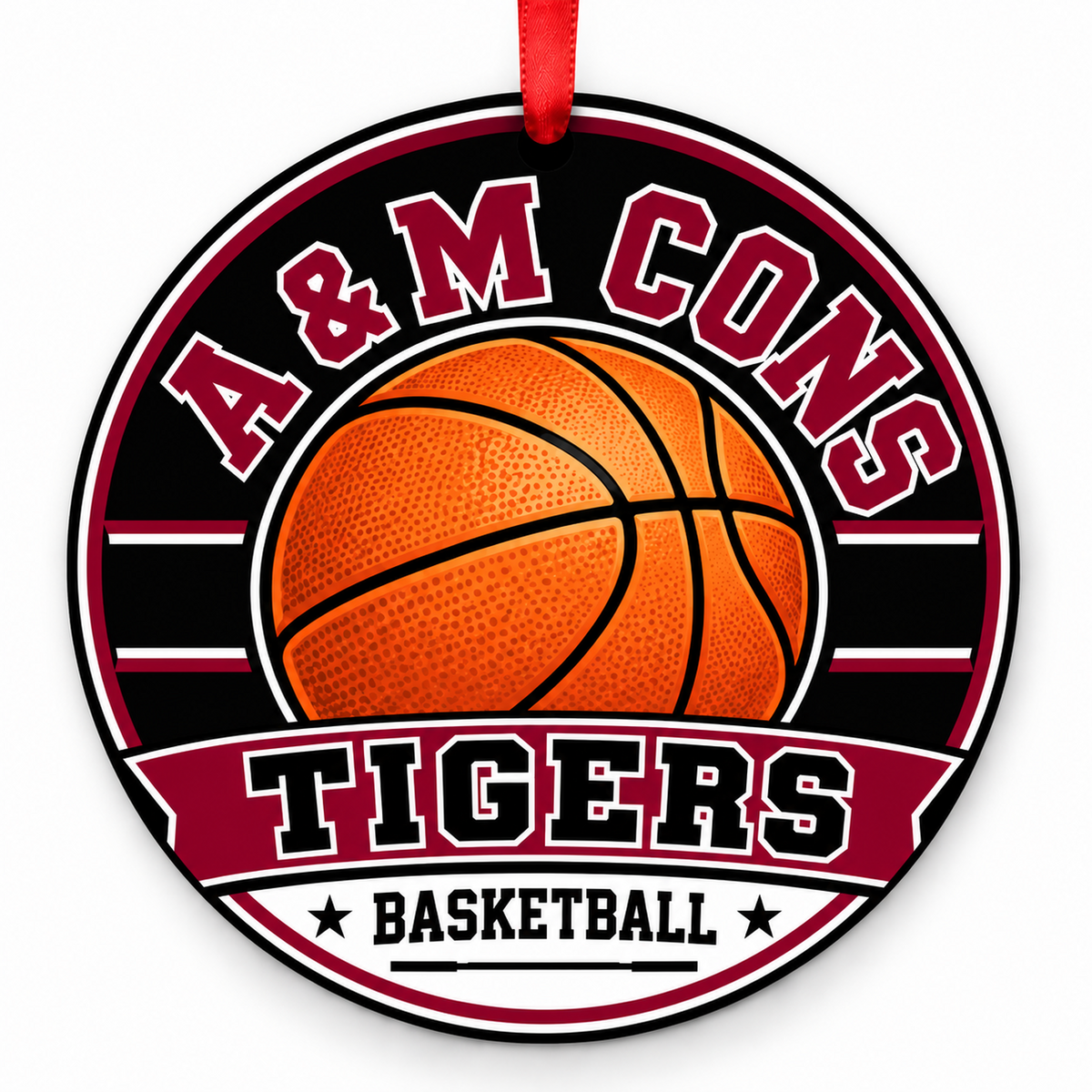A & M Consolidated High School Tigers basketball Christmas ornament