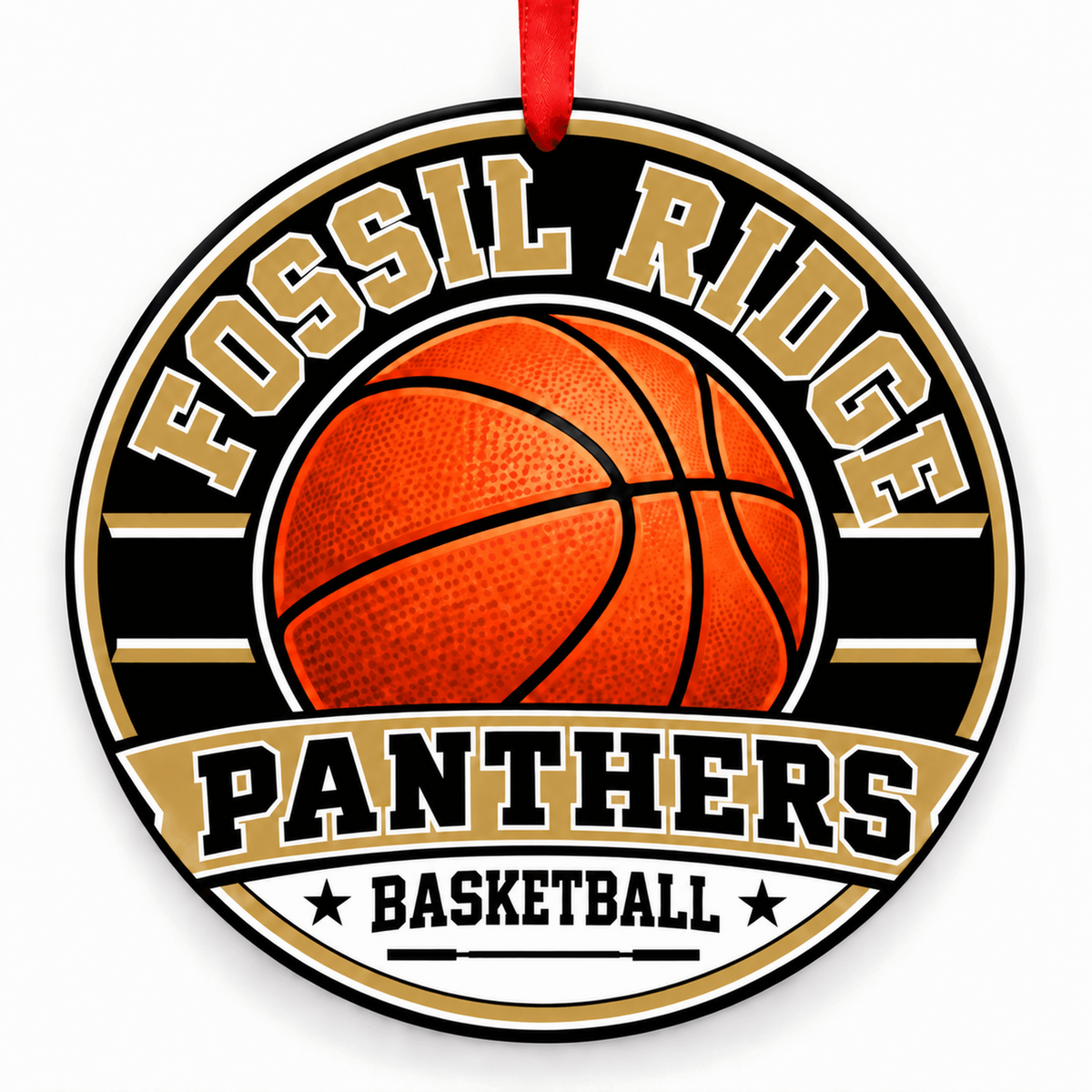 Fossil Ridge High School Panthers basketball Christmas ornament
