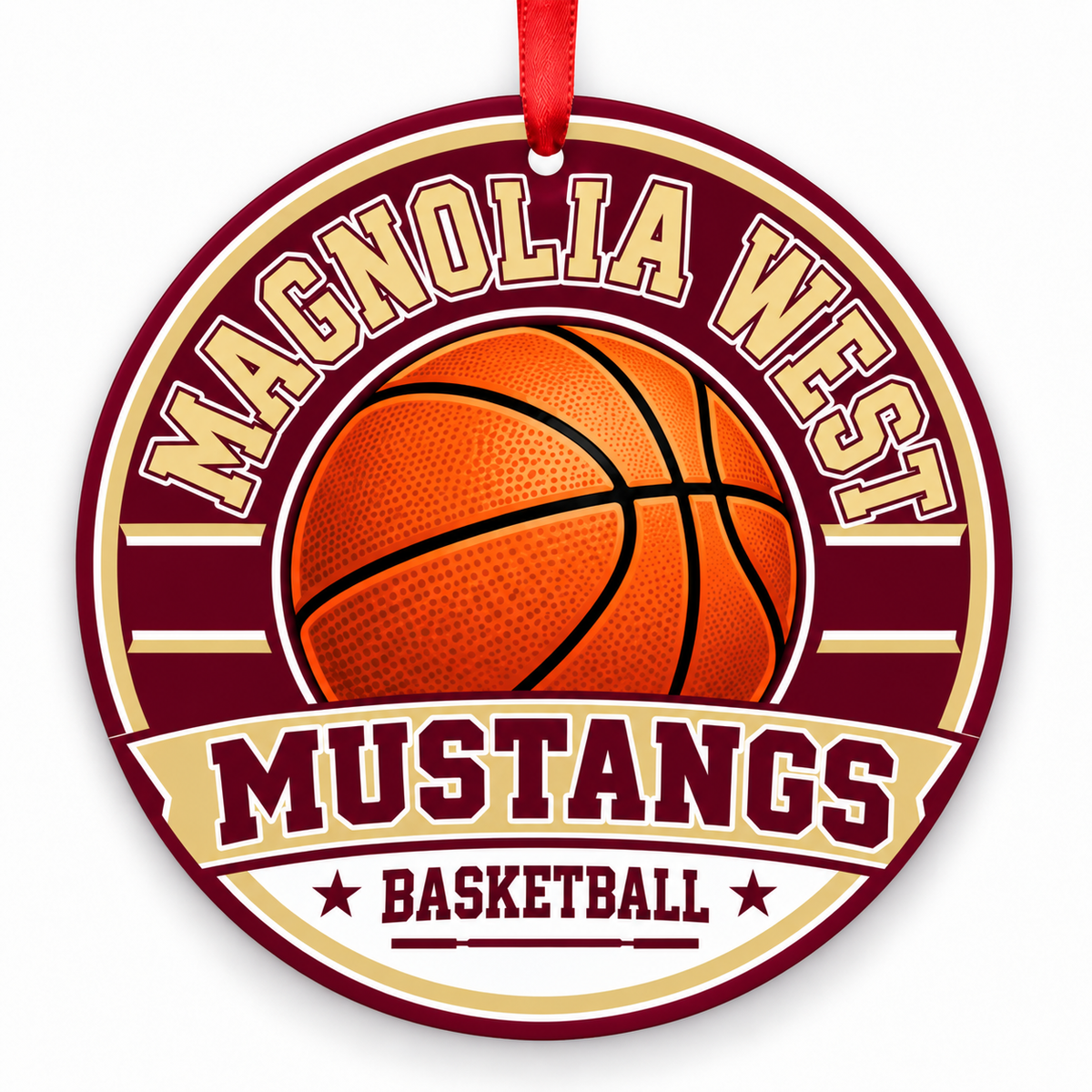 Magnolia West High School Mustangs basketball Christmas ornament