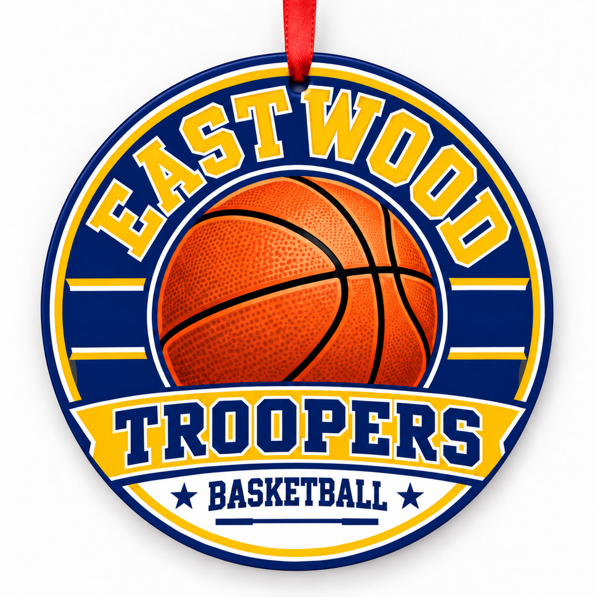Eastwood High School Troopers basketball ornament with red ribbon, EL PASO Texas