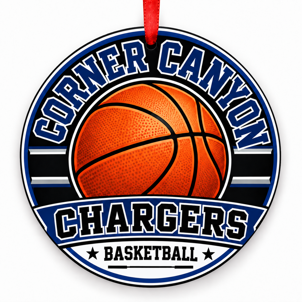 Corner Canyon High School Chargers basketball Christmas ornament