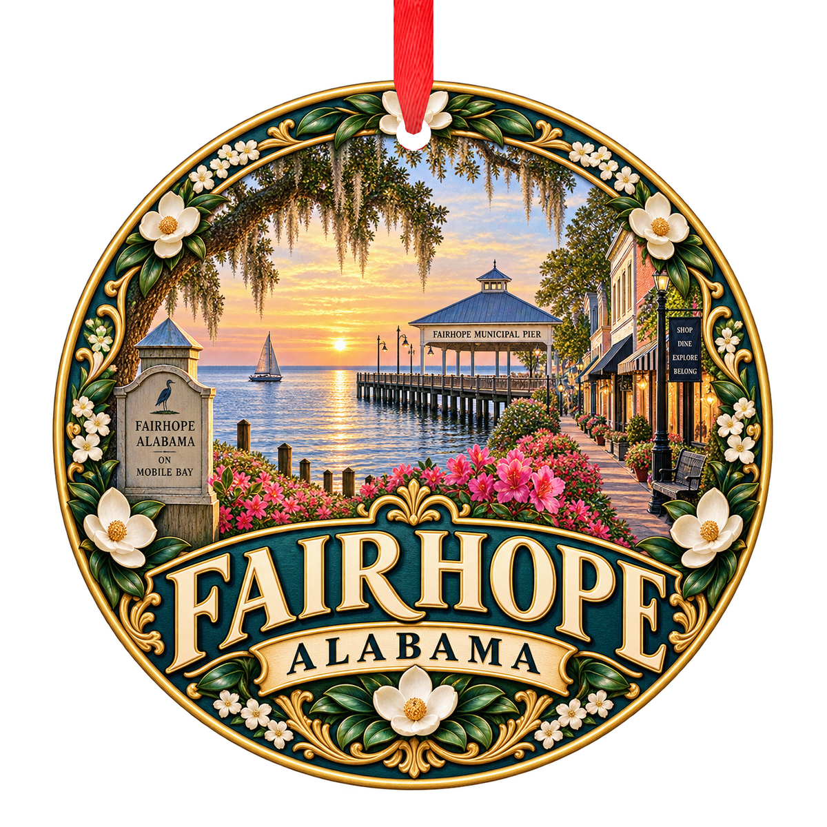Fairhope Alabama Christmas ornament Mobile Bay keepsake collectible gift