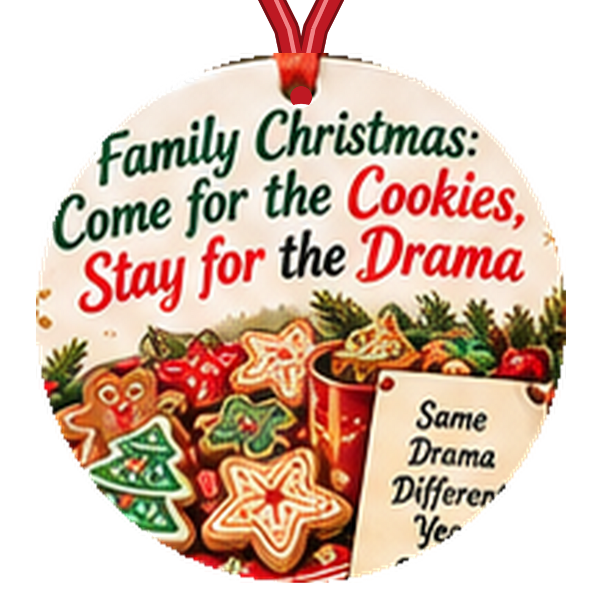 Family Christmas: Come for the Cookies, Stay for the Drama Ornament
