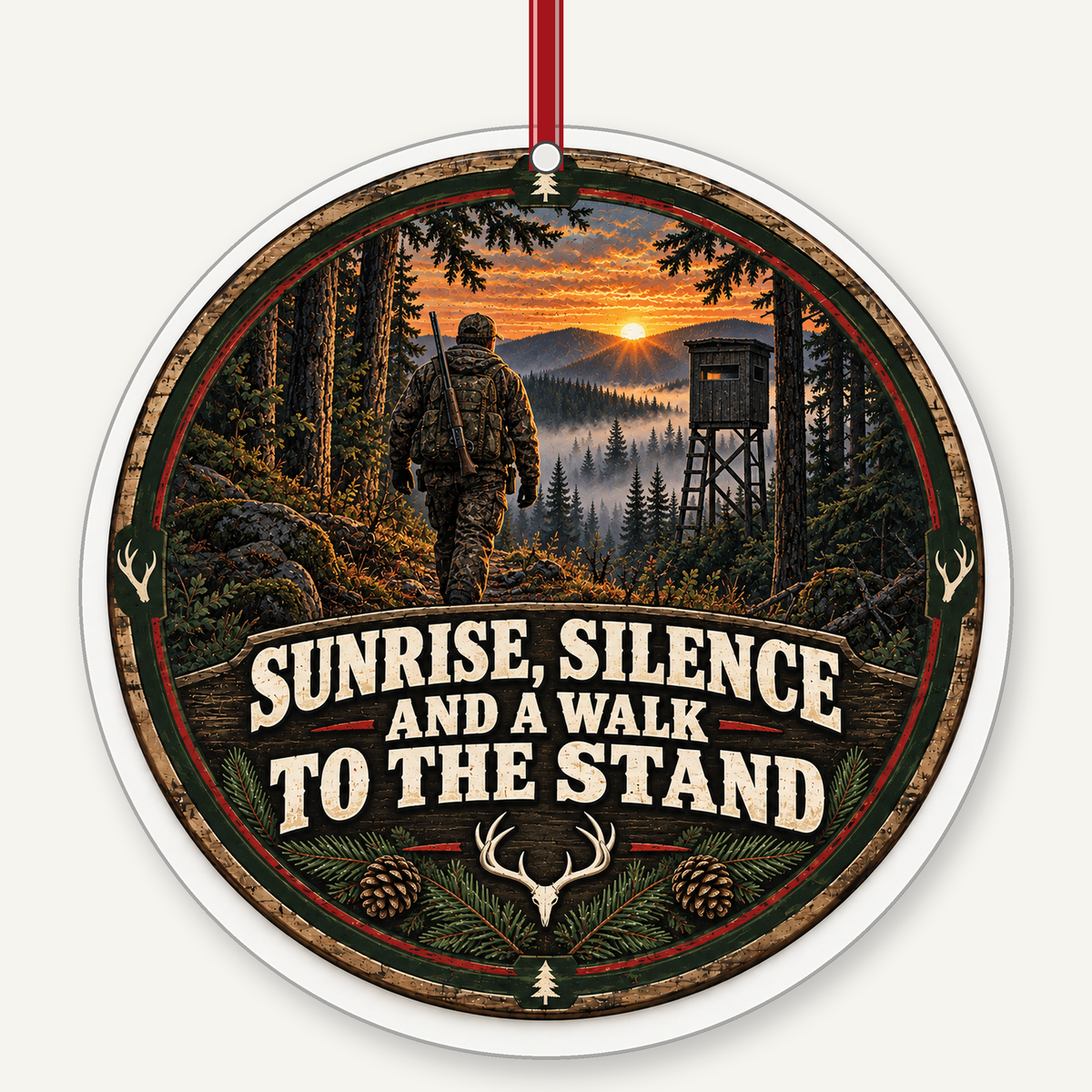 Sunrise, Silence and a Walk to the Stand hunting Christmas ornament