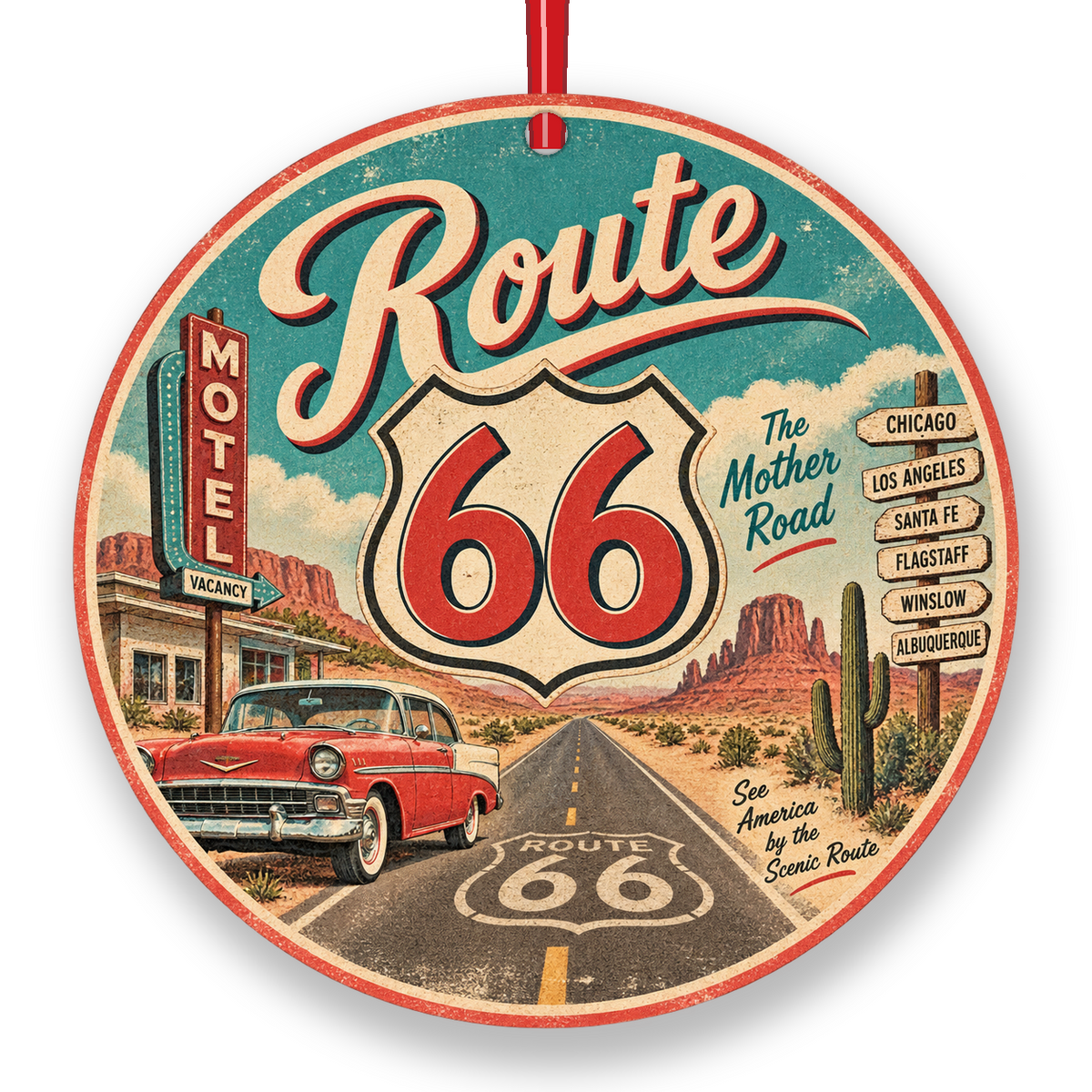 Route 66 Vintage Mother Road Christmas ornament