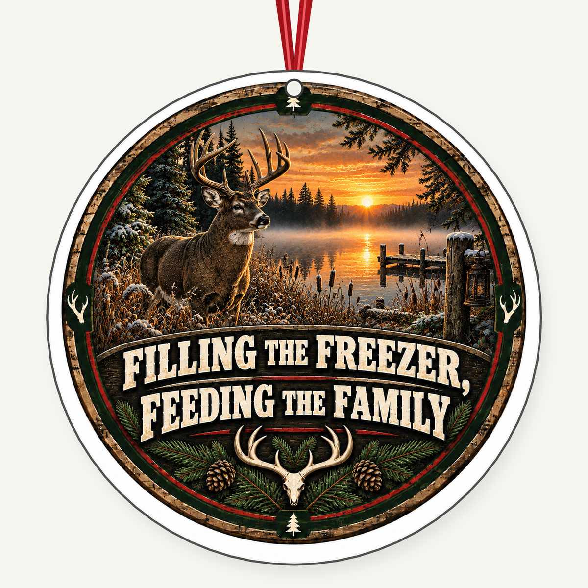 Filling the Freezer Feeding the Family hunting Christmas ornament