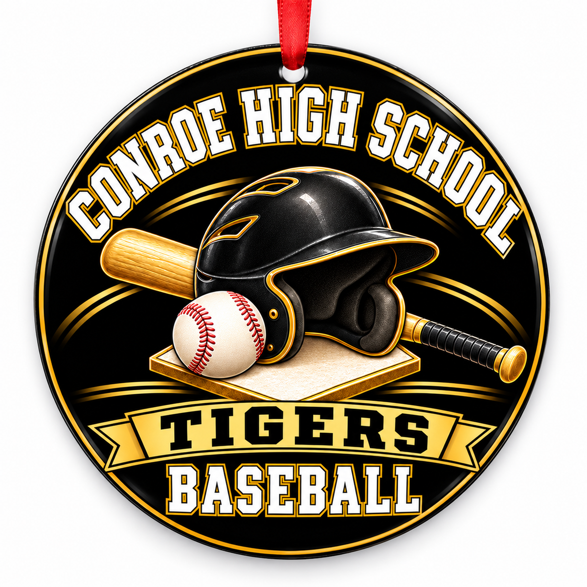 Conroe Tigers Baseball Ornament – Helmet & Home Plate