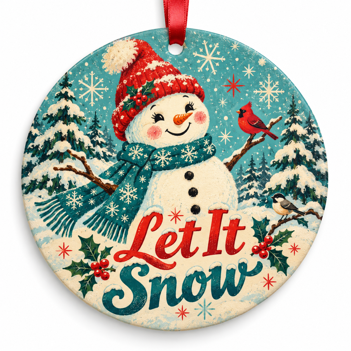 Let It Snow retro Christmas ornament