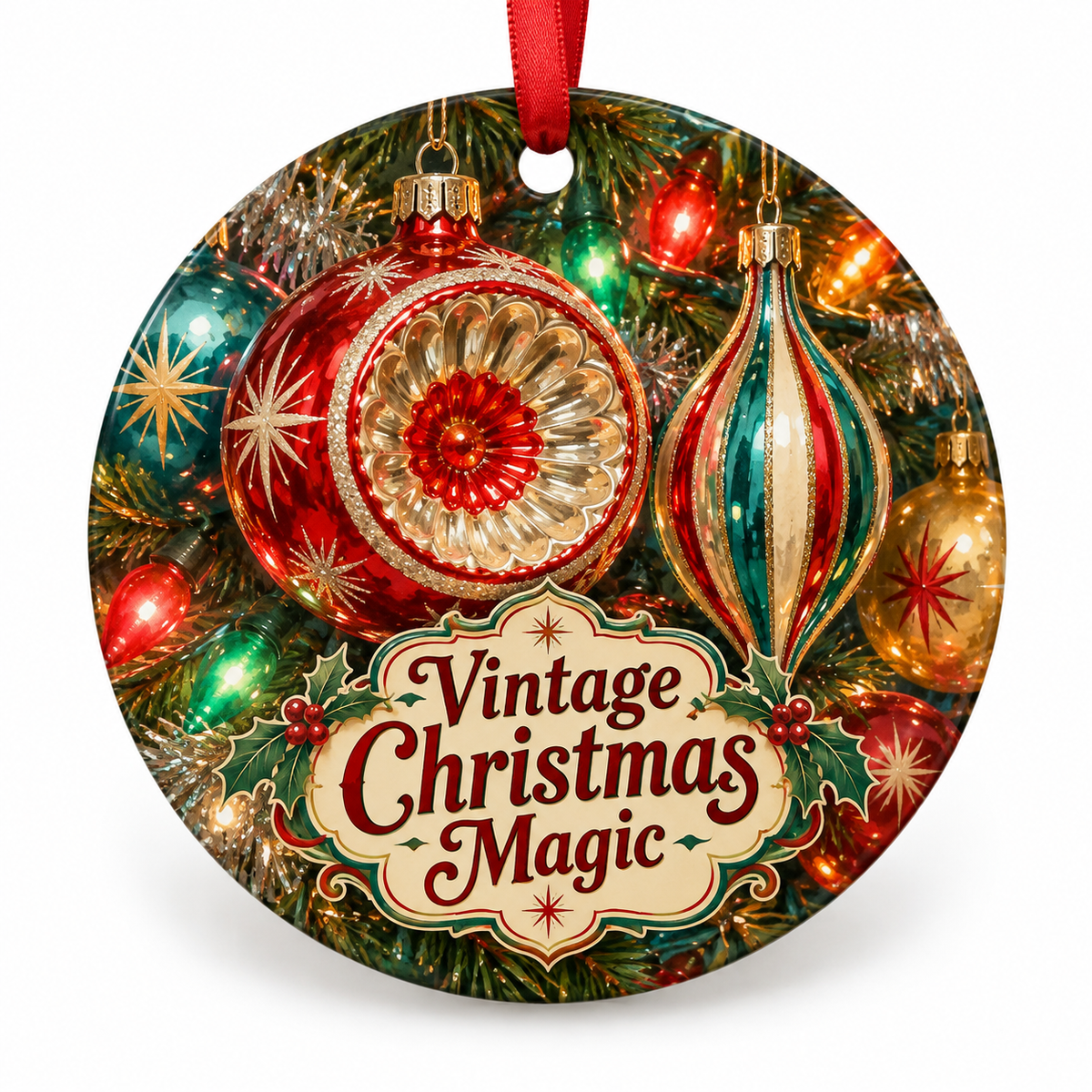 Vintage Christmas Magic retro Christmas ornament