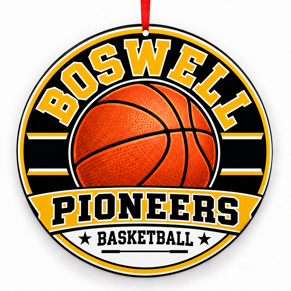 Boswell High School Pioneers basketball Christmas ornament