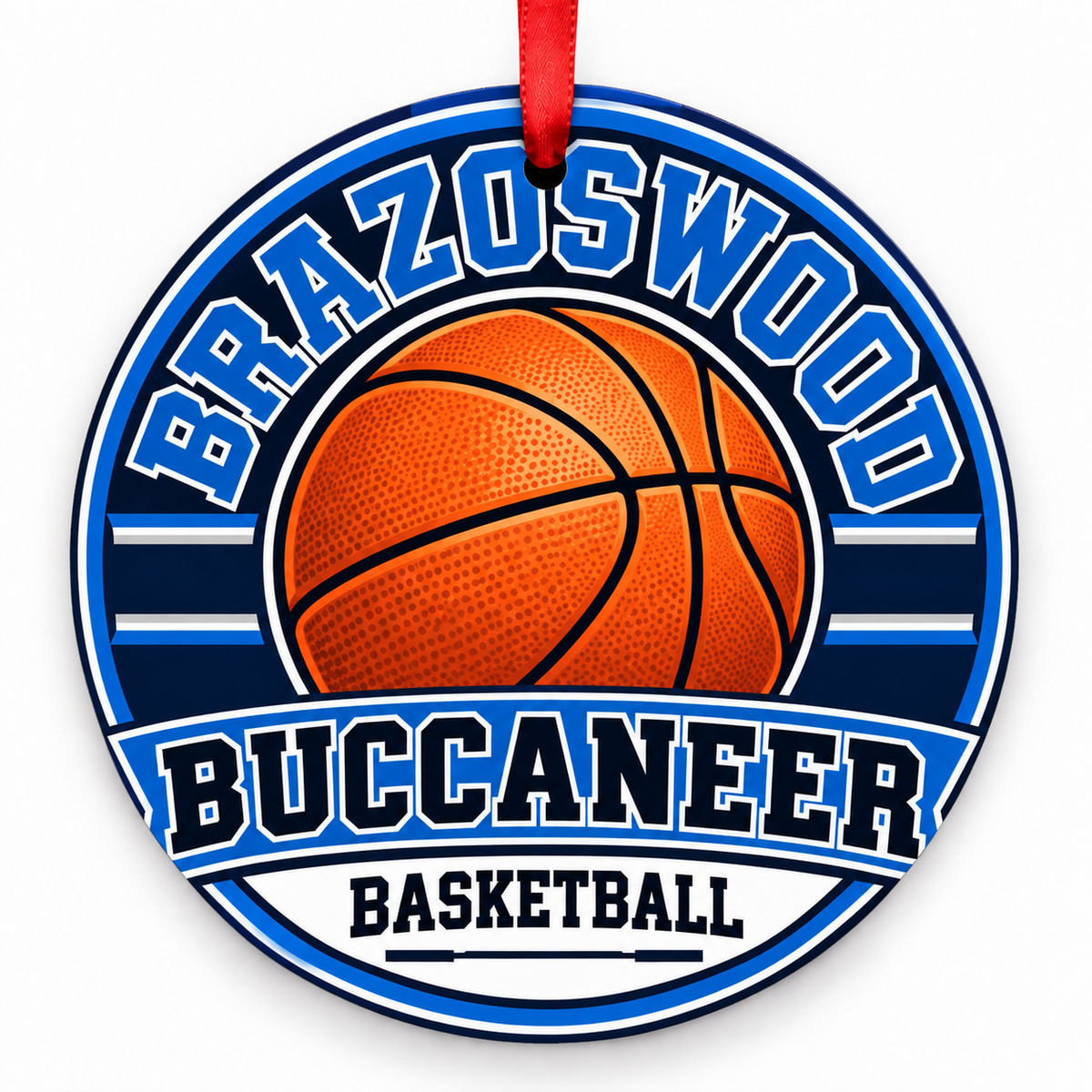 Brazoswood High School Buccaneer basketball Christmas ornament