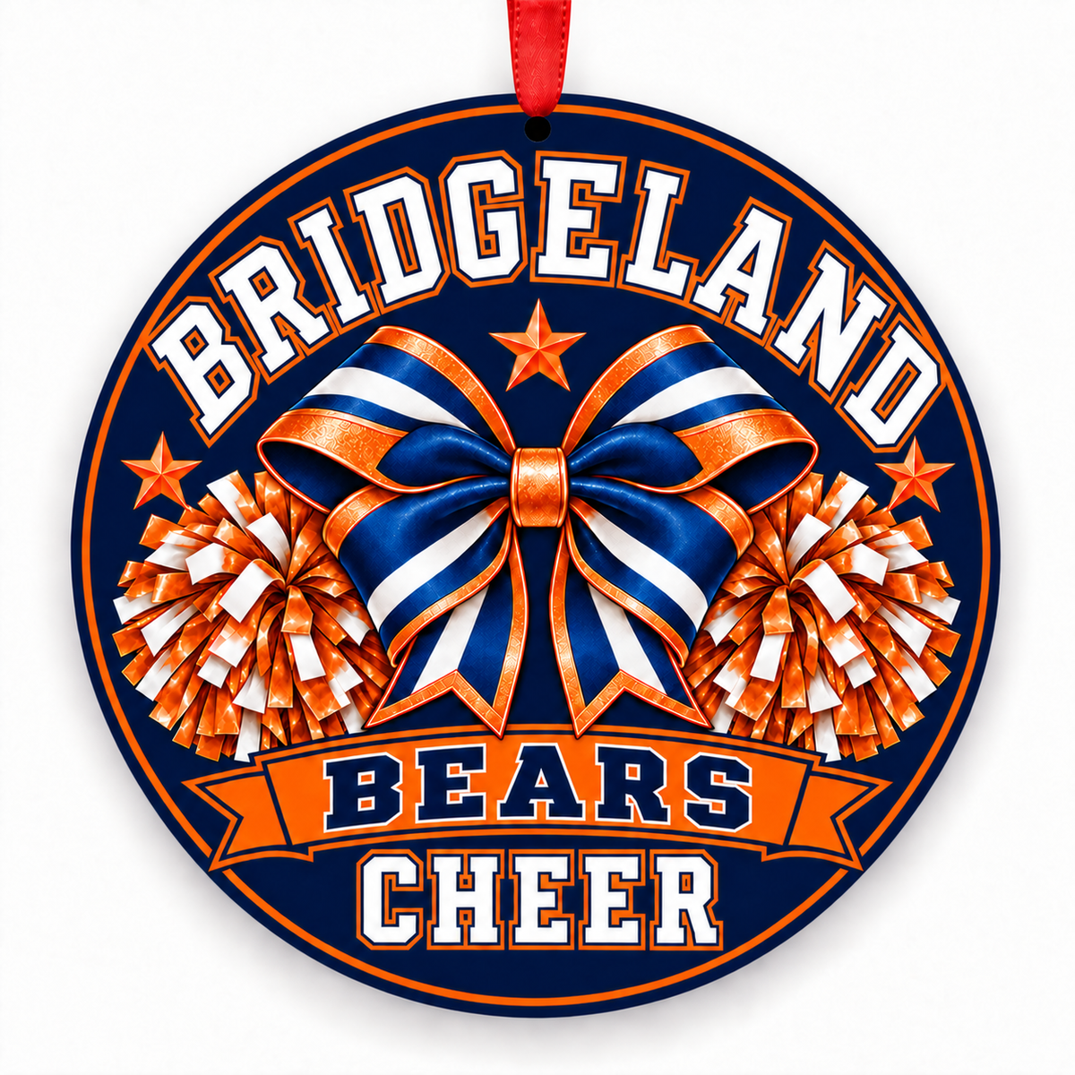 Bridgeland High School Bears cheer Christmas ornament — Bow and Pom-Poms
