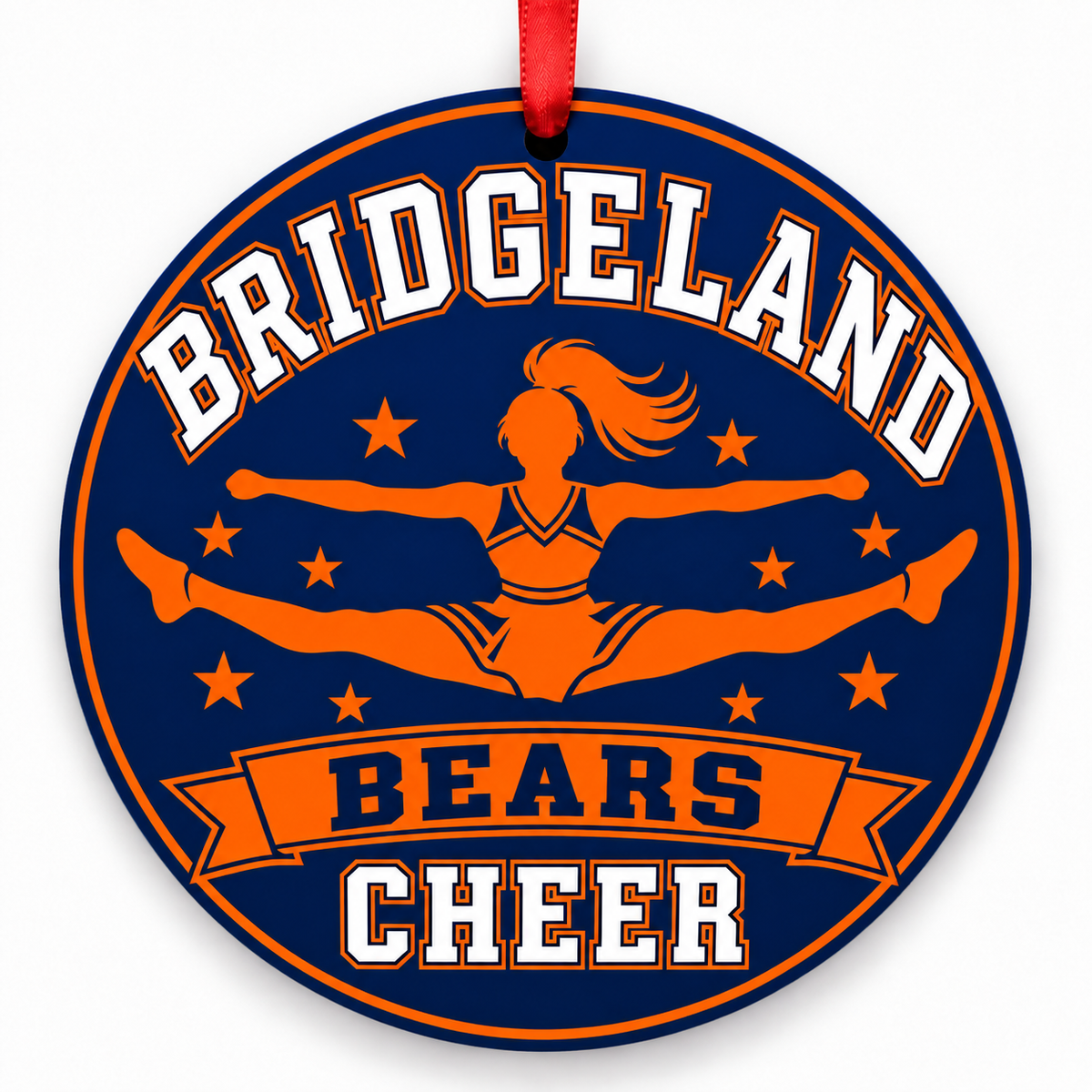 Bridgeland High School Bears cheer Christmas ornament — Toe-Touch Jump