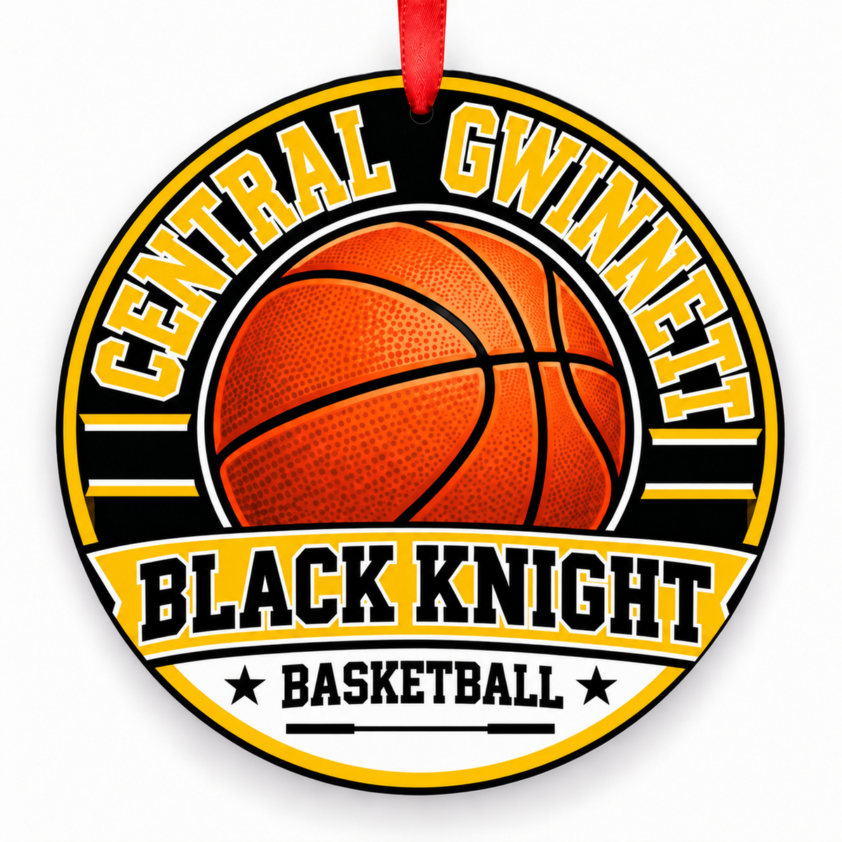 Central Gwinnett High School Black Knights basketball Christmas ornament