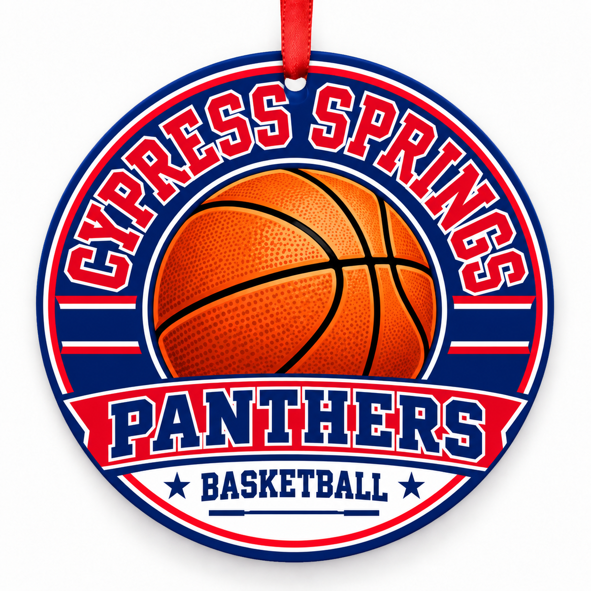 Cypress Springs High School Panthers basketball Christmas ornament mockup