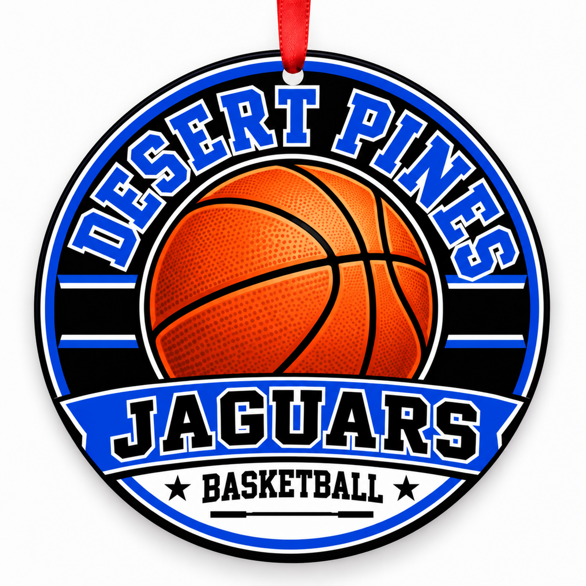 Desert Pines High School Jaguars basketball Christmas ornament mockup