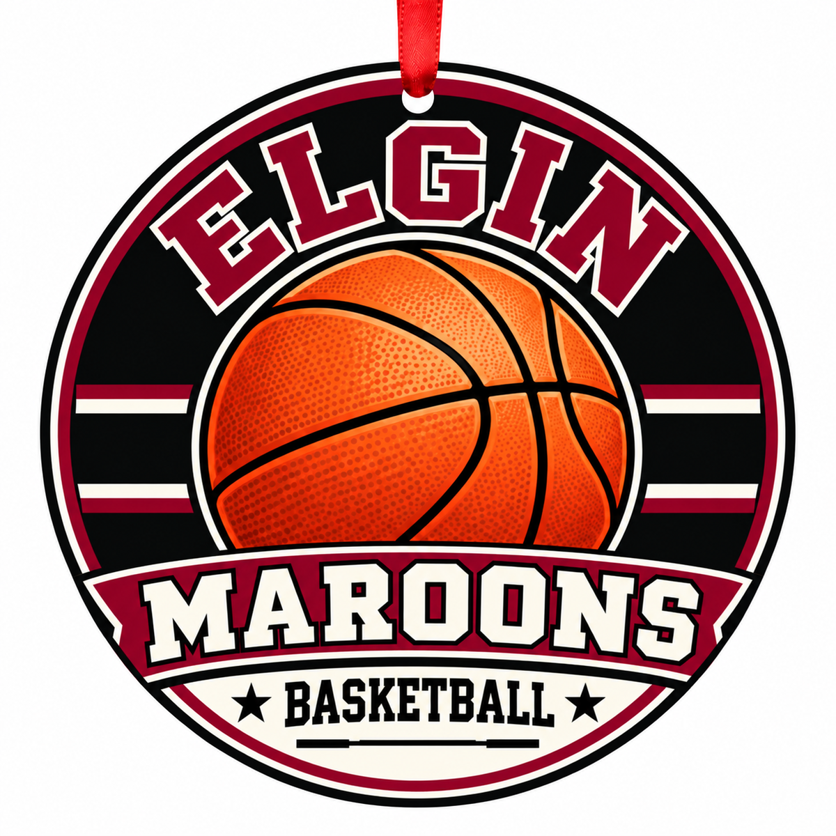 Elgin High School Maroons basketball Christmas ornament mockup