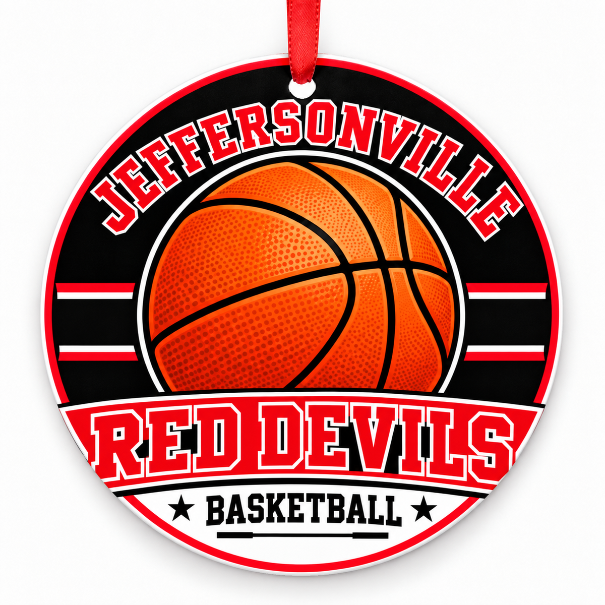 Jeffersonville High School Red Devils basketball Christmas ornament