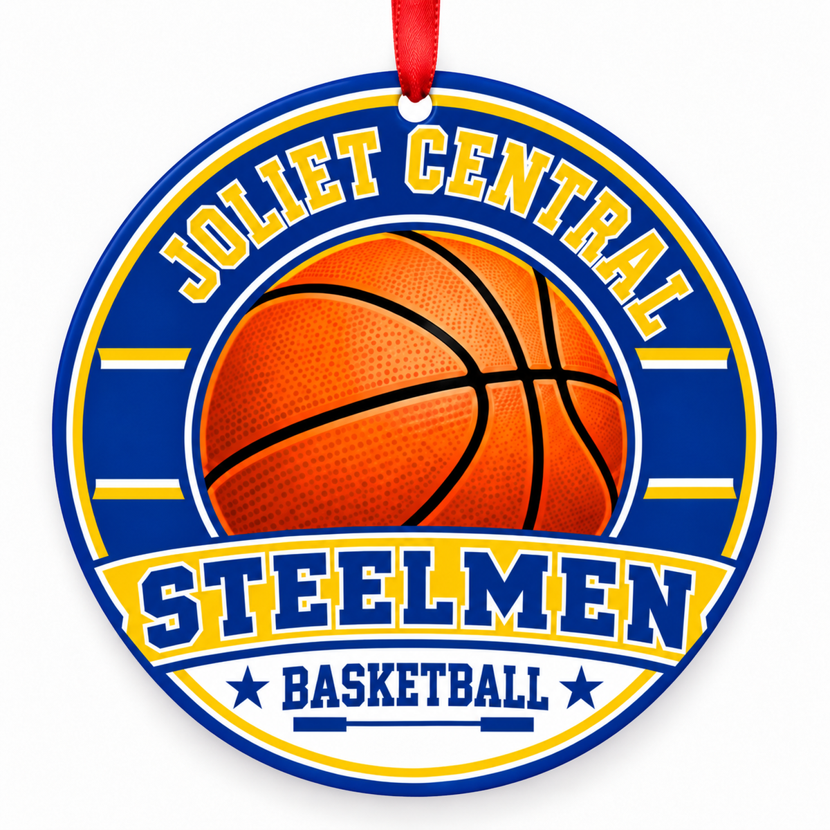 Joliet Central High School Steelmen basketball Christmas ornament mockup