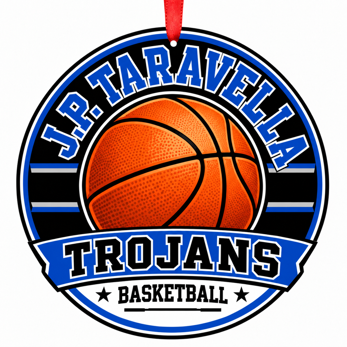 J. P. Taravella High School Trojans basketball Christmas ornament, Coral Springs FL