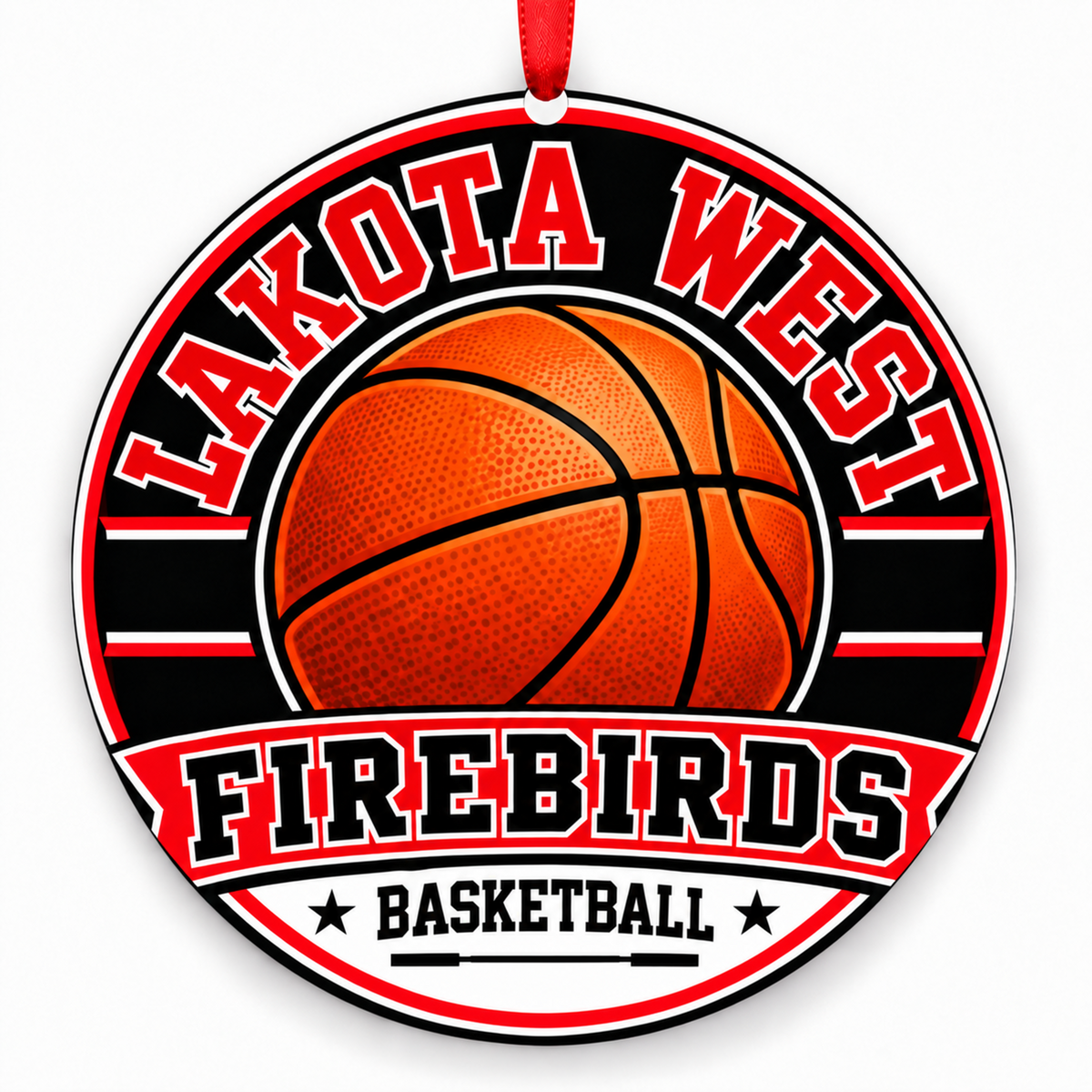 Lakota West High School Firebirds basketball Christmas ornament mockup
