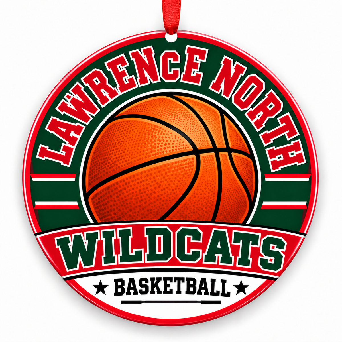Lawrence North High School Wildcats basketball Christmas ornament mockup
