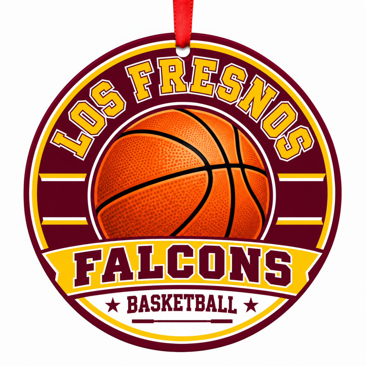Los Fresnos High School Falcons basketball Christmas ornament mockup
