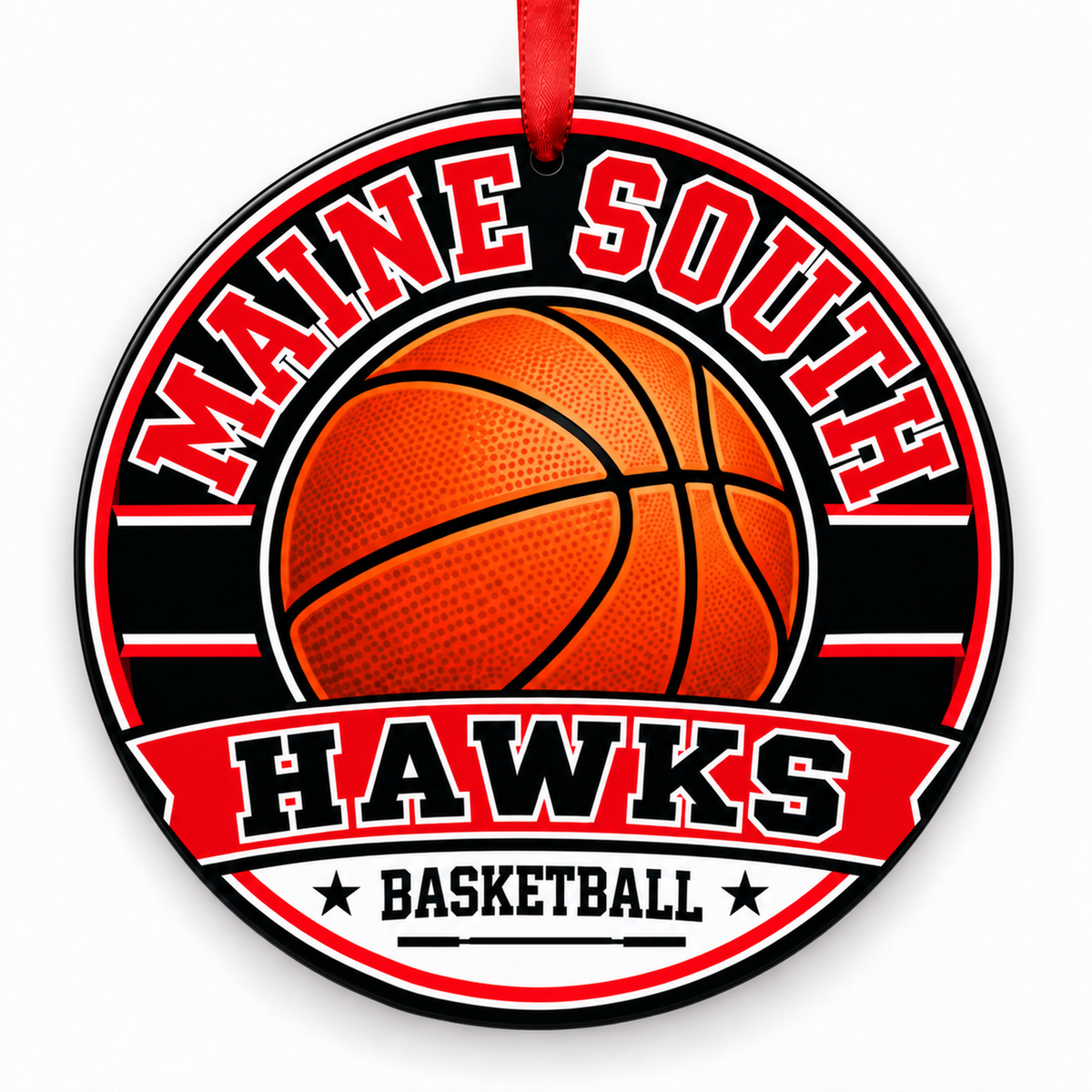 Maine South High School Hawks basketball Christmas ornament