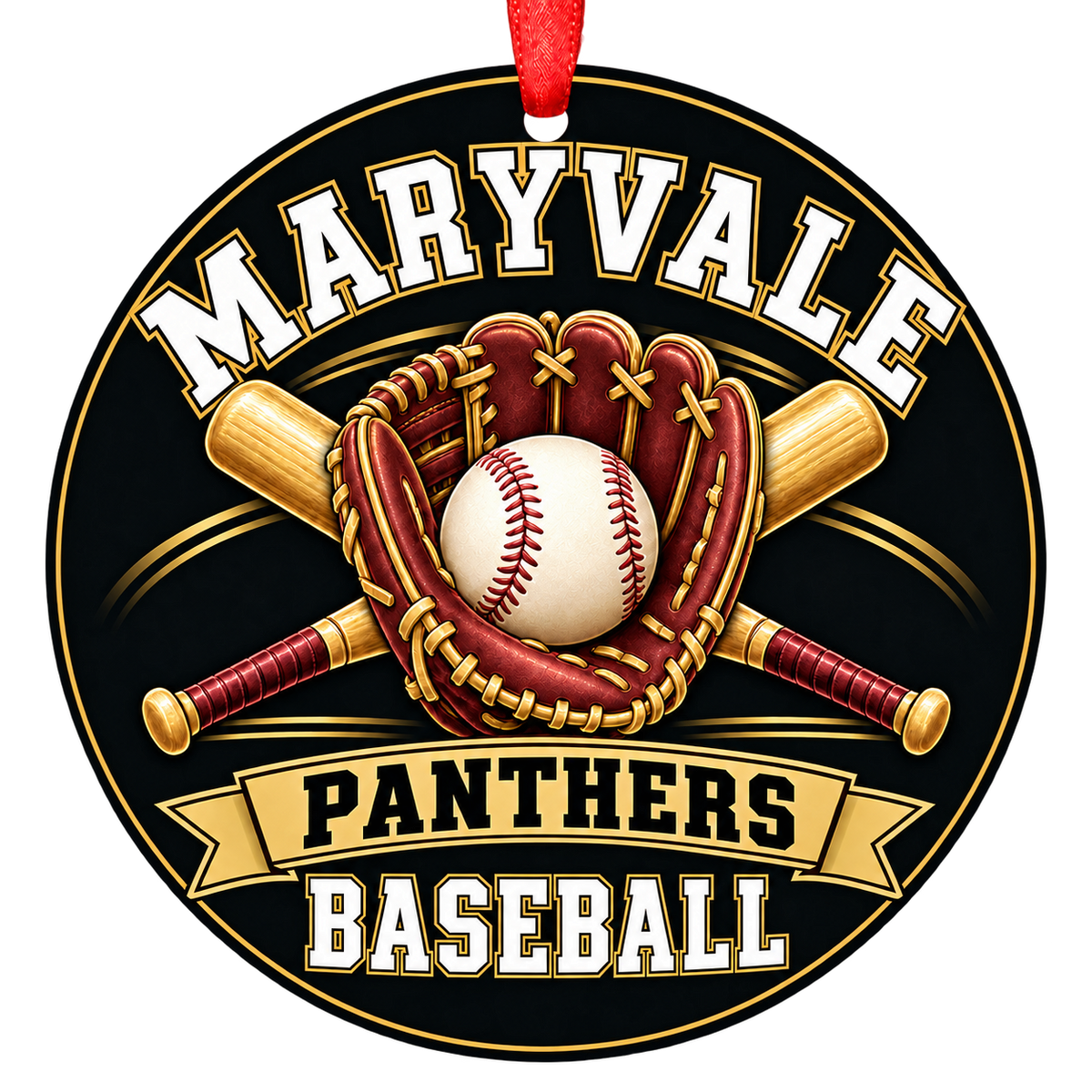 Maryvale Panthers baseball Christmas ornament, Glove and Bats design, Phoenix, Arizona