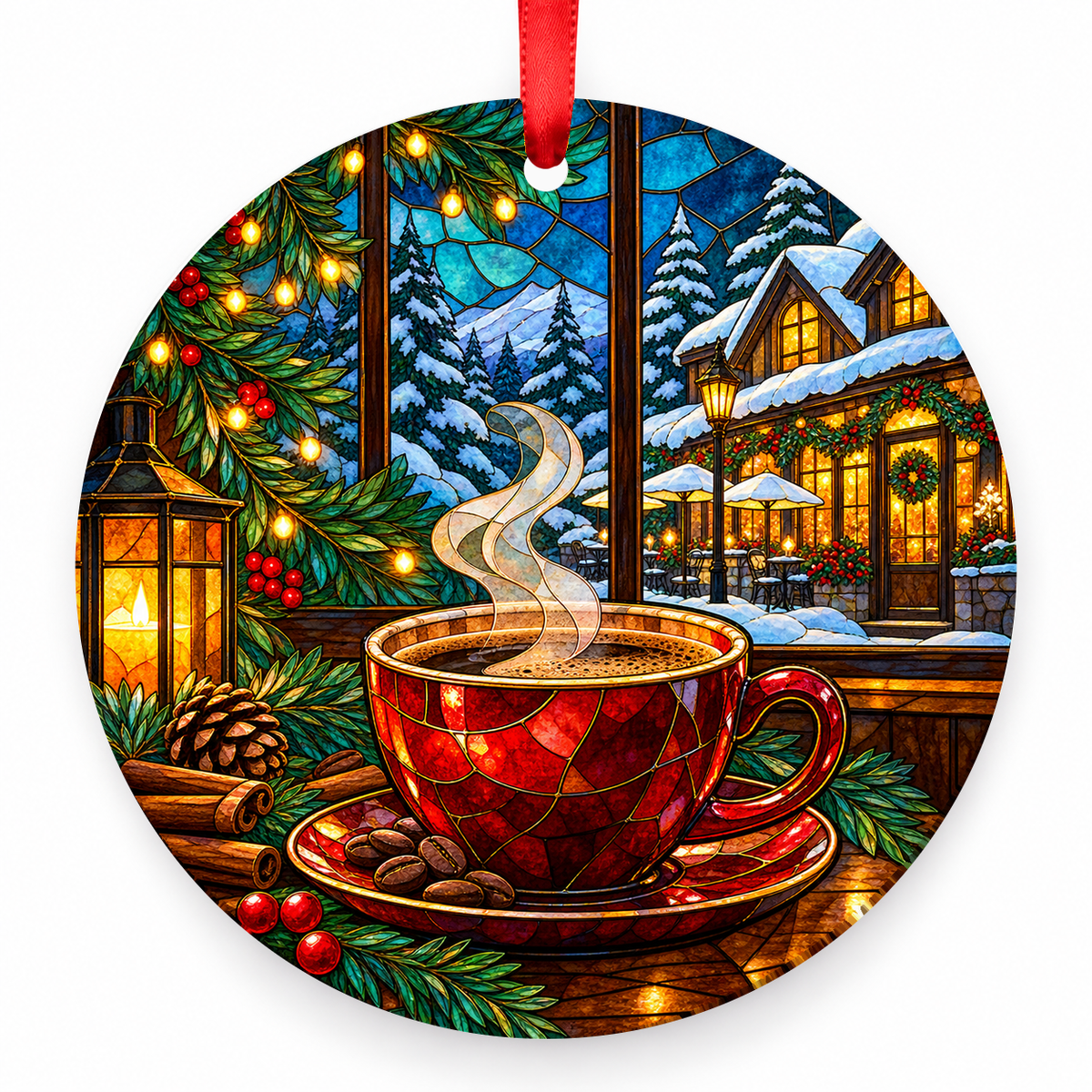 Winter Cafe coffee Christmas ornament