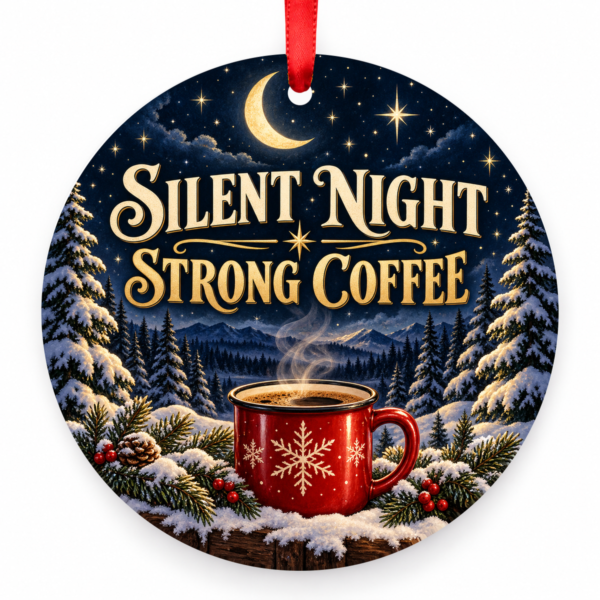 Silent Night Strong Coffee coffee Christmas ornament