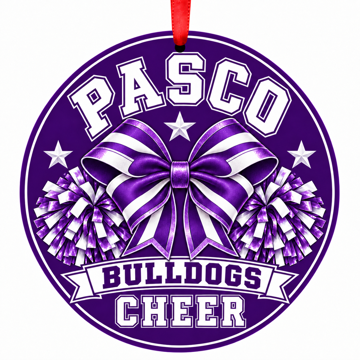Pasco Senior High School Bulldogs cheer Christmas ornament – Bow and Pom-Poms