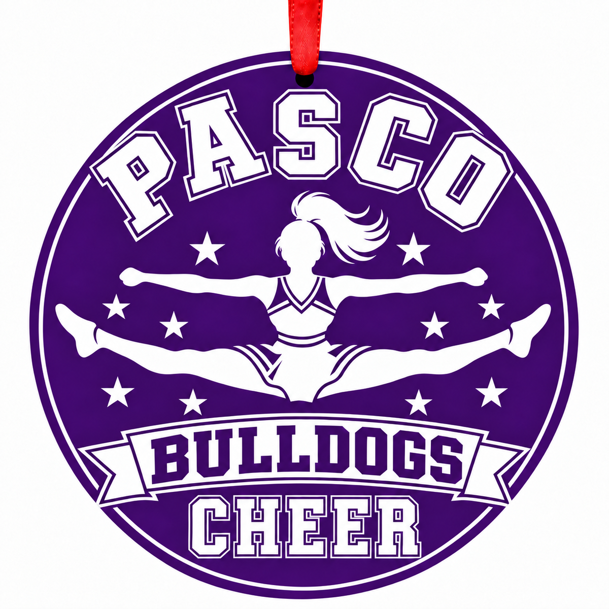 Pasco Senior High School Bulldogs cheer Christmas ornament – Toe-Touch Jump