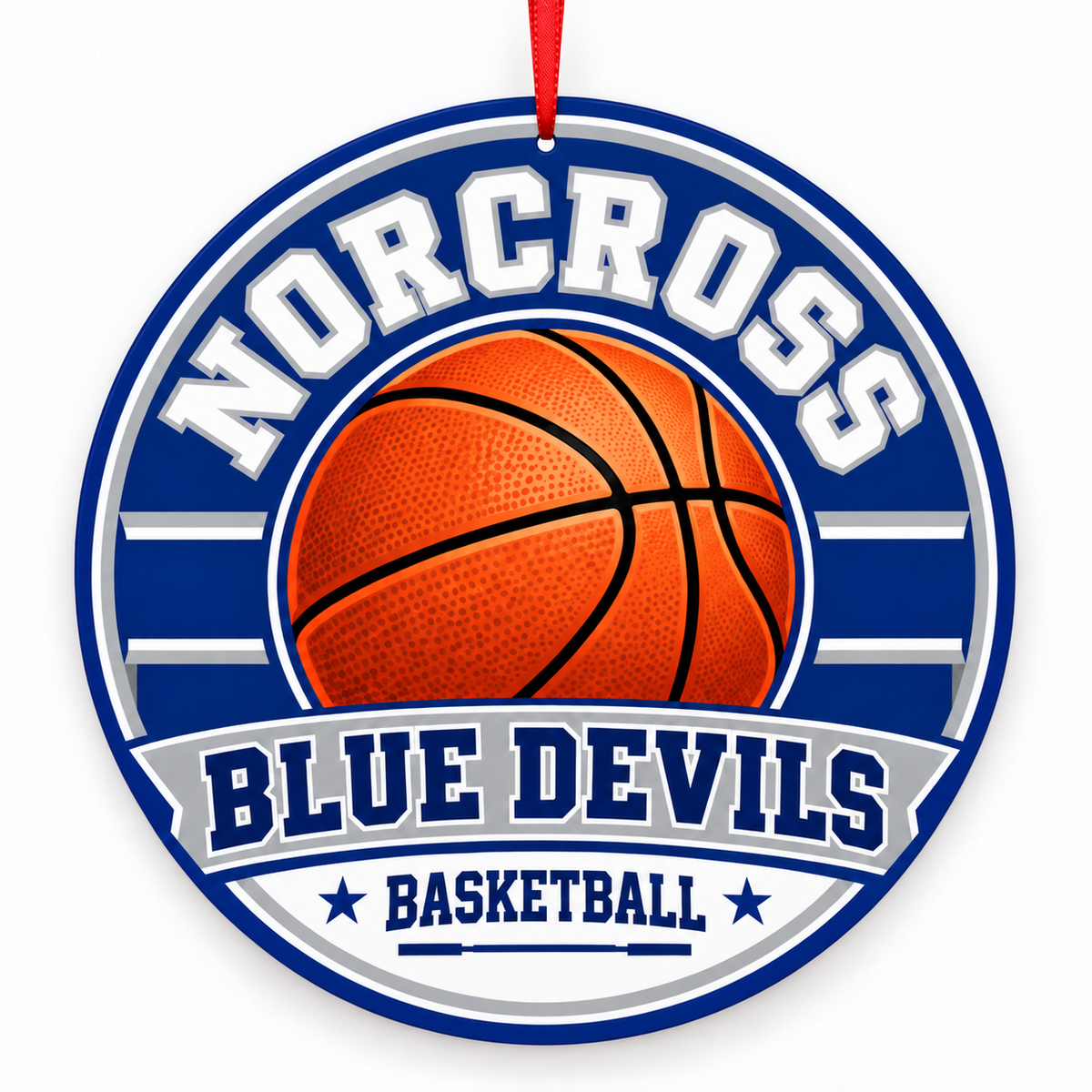 Norcross High School Blue Devils basketball Christmas ornament mockup